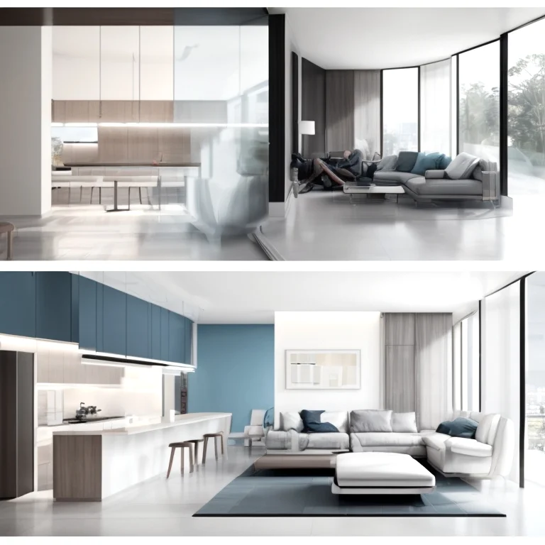 Maison intelligente affichant une interface IA